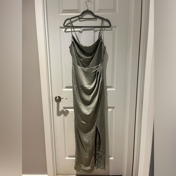 Chancery Satin Sage Green Midi Dress size 10 - Picture 1 of 4